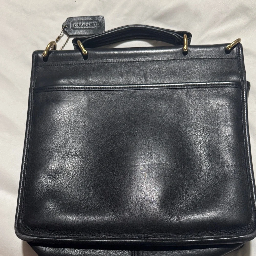 Coach Black Leather Satchel with Gold Details - Picture 4 of 6